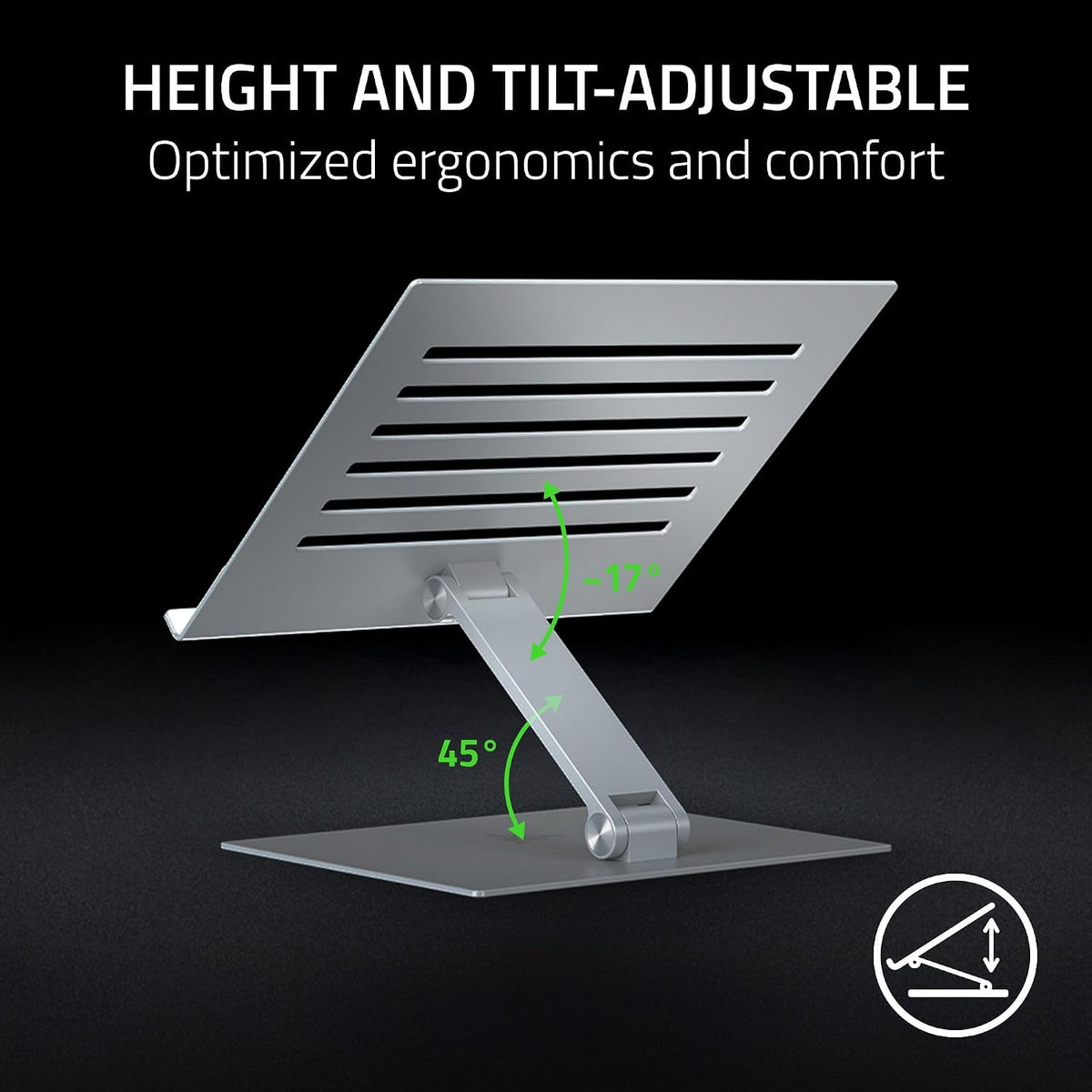Razer Adjustable Laptop Stand, Supports Phones/Tablets up to 18", Mercury