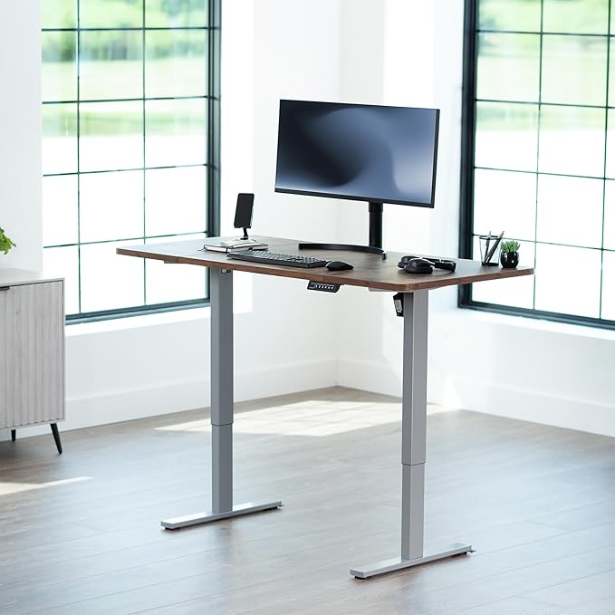 VIVO Electric 60 x 30 in Rustic Standing Desk, Memory Height Adjustment - Image 2
