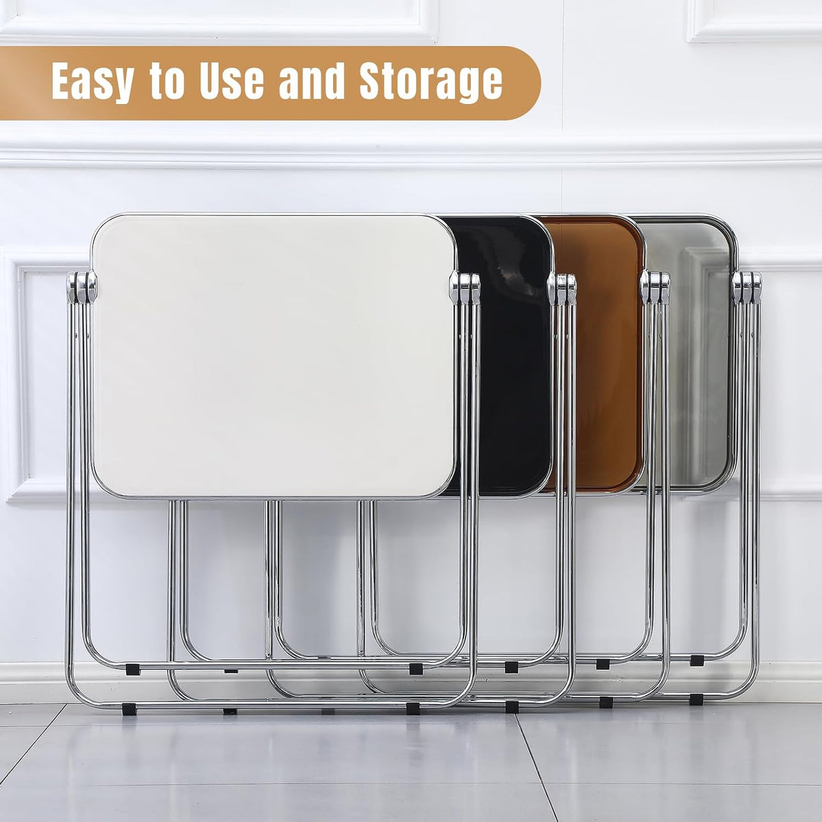Acrylic Folding Table TV Tray Small Side Table - Tawny