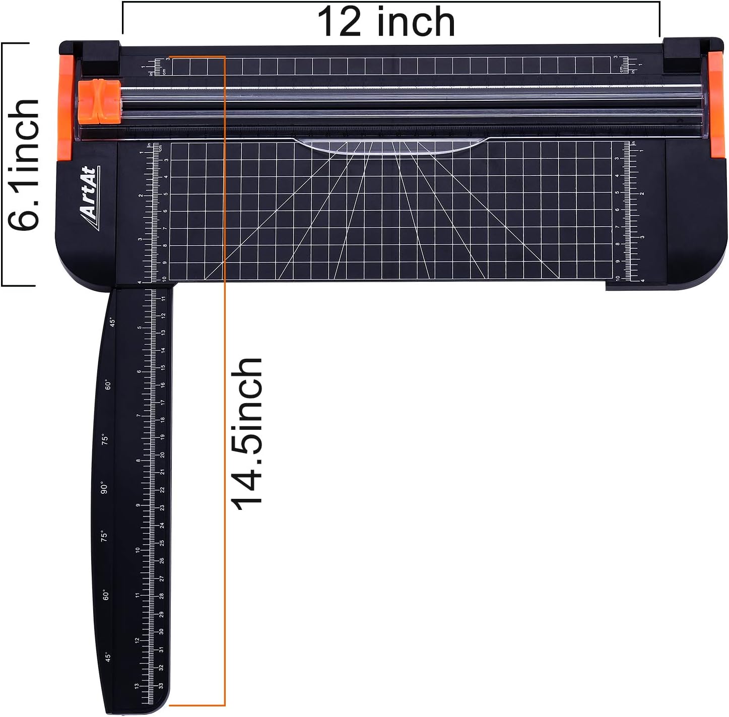 ArtAt A4 Paper Cutter 12 inch Black Paper Trimmer with Sliding Safety Blade | Precision cutting with side ruler for scrapbooks, cardstock, DIY craft, photos, coupon, labels, classroom craft projects