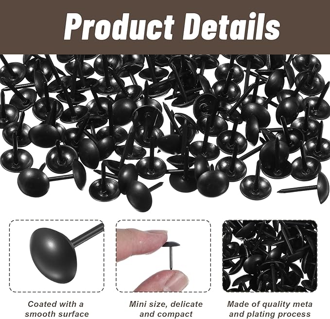 100 Pcs Black Thumb Tacks for Wall, Flat Thumb Tacks for Upholstery and Carpet - Image 3