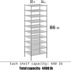 Regal Altair 24" Deep x 30" Wide x 86" Height Wire Shelving Kit | 10-Tier | NSF - Image 3