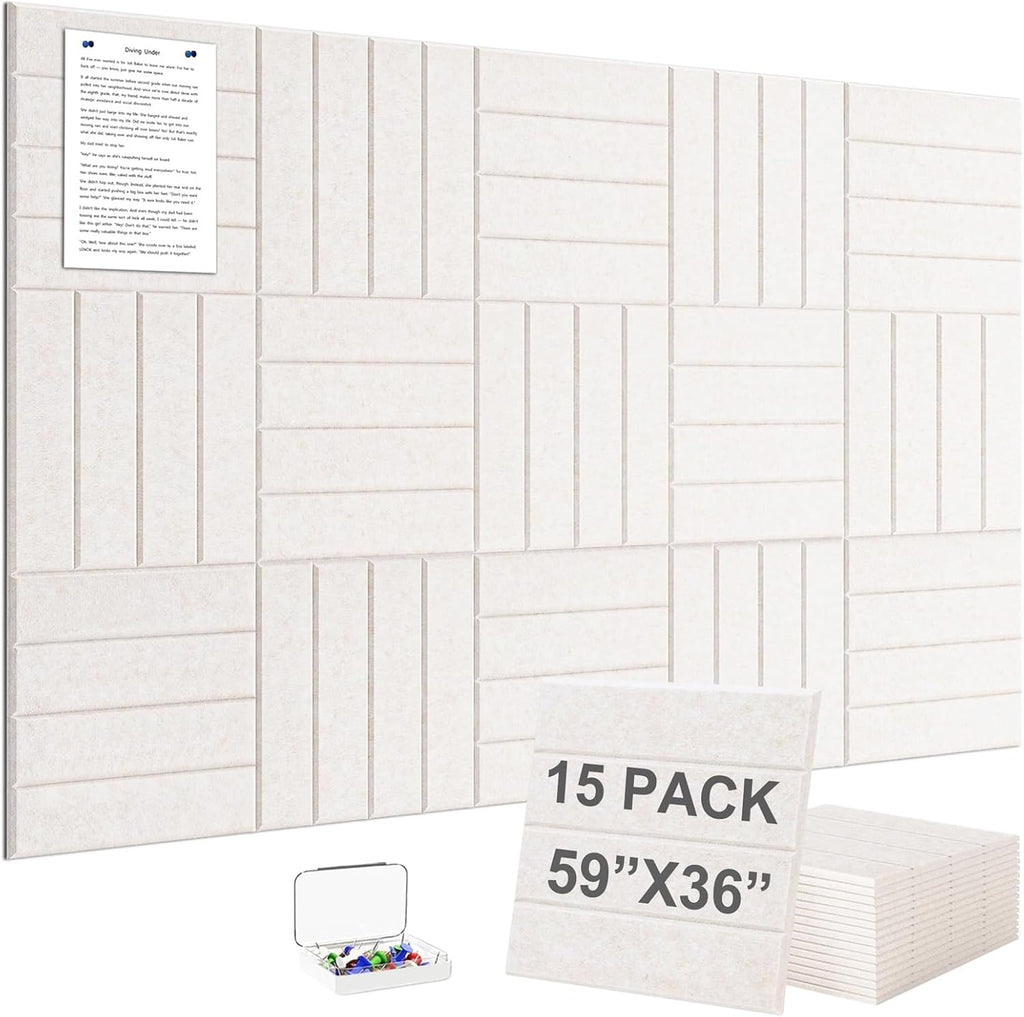 G Gamit Large Felt Wall Tiles Bulletin Board 59”x36”, Large Cork Board
