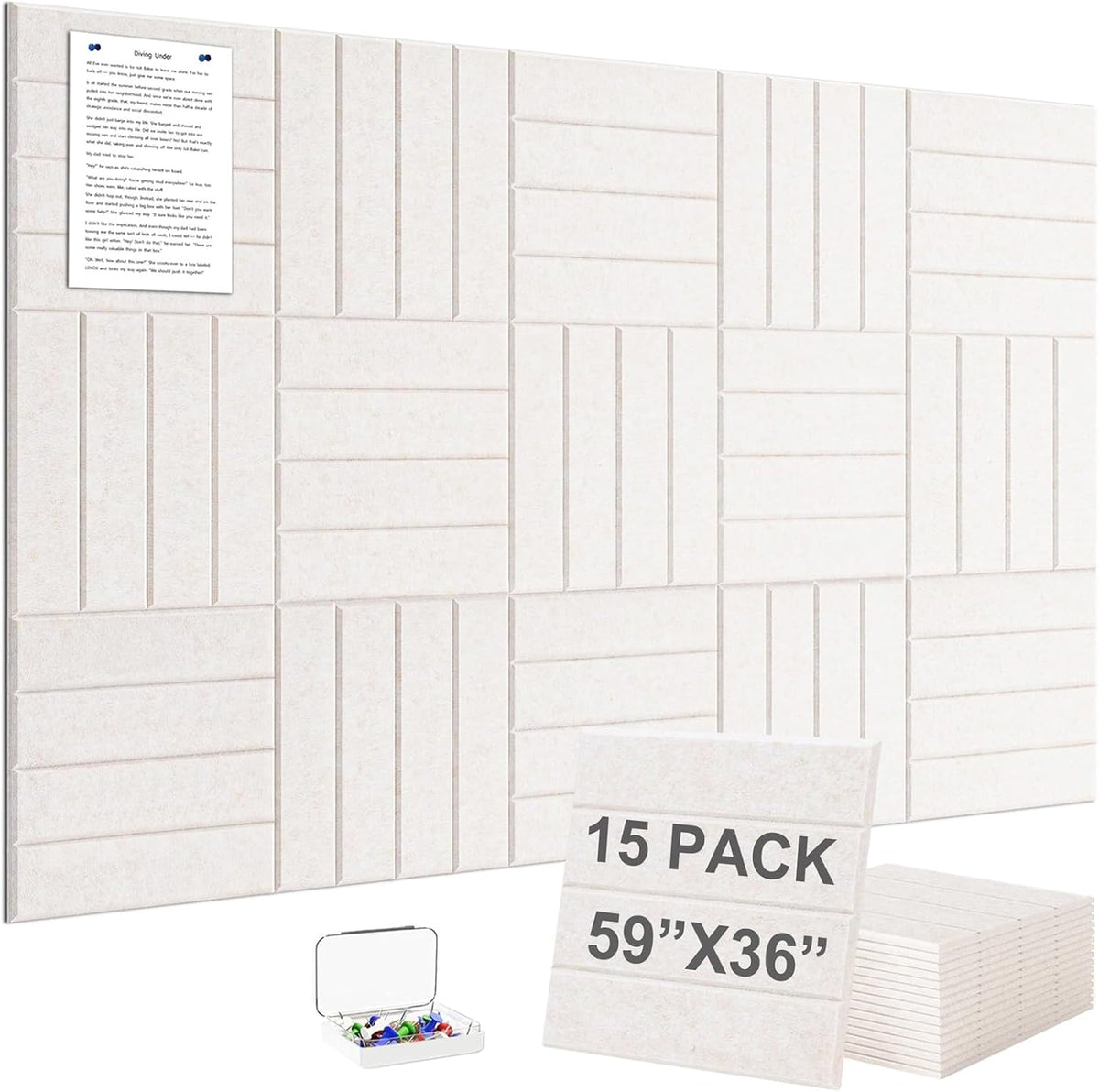 G Gamit Large Felt Wall Tiles Bulletin Board 59”x36”, Large Cork Board