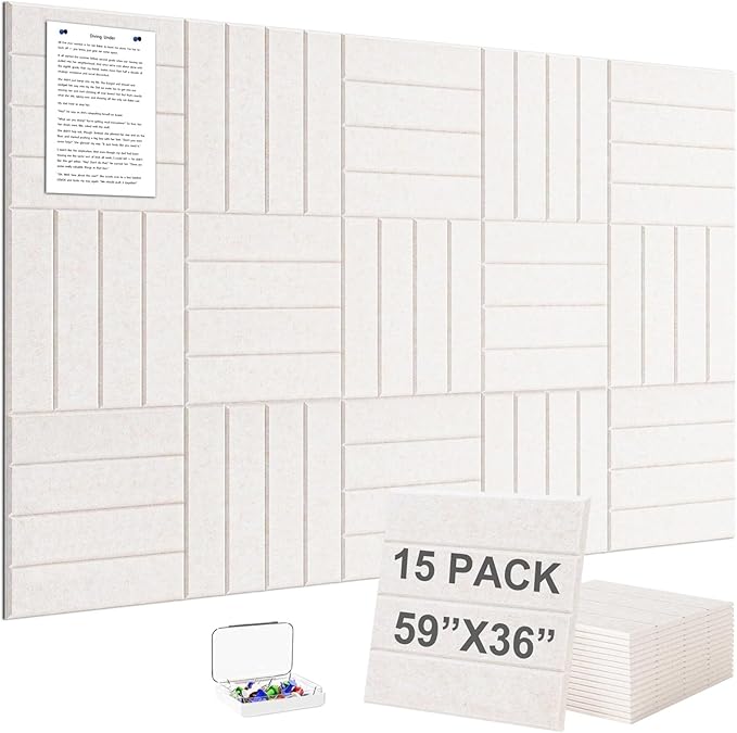 G Gamit Large Felt Wall Tiles Bulletin Board 59”x36”, Large Cork Board by GGAMIT