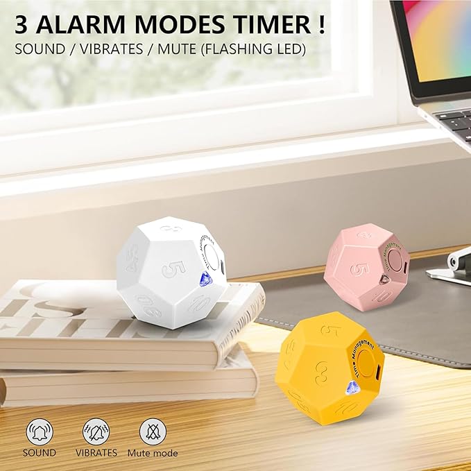 Mini 12 Sided Cube Timer, 11 Preset Times Pomodoro Timer - Image 6