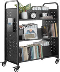 VEVOR Rolling Library Book Cart, 330 lbs Capacity, 38.2 x 20.3 x 48.2-Inch by VEVOR