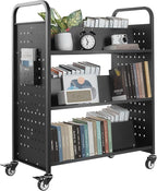 VEVOR Rolling Library Book Cart, 330 lbs Capacity, 38.2 x 20.3 x 48.2-Inch by VEVOR