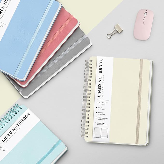 ABERLLS Beige Lined Spiral Journal Notebook - Image 6