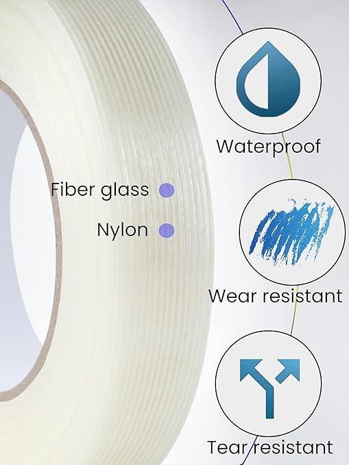 Lichamp Fiberglass Tape 1 inch, 2 Pack 60 Yards Filament Tape Nylon Fiber Glass - Image 3