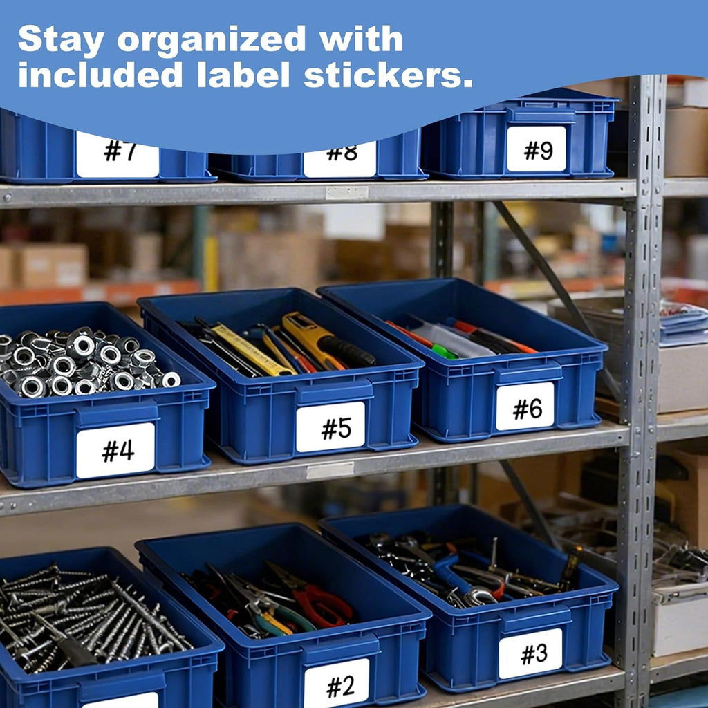 heavy duty part bins, stackable tool storage bin, side view