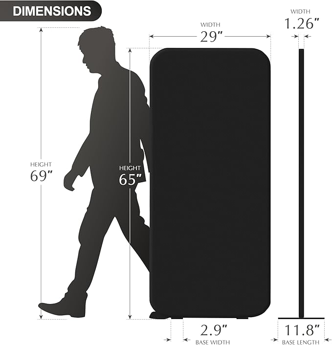 DECOLAB Room Partition Panel, Freestanding Portable Privacy Cubicle Partition - Image 6