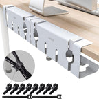 NODOCA No Drill Under Desk Cable Management Tray, Punch-Free Clamp on, Metal