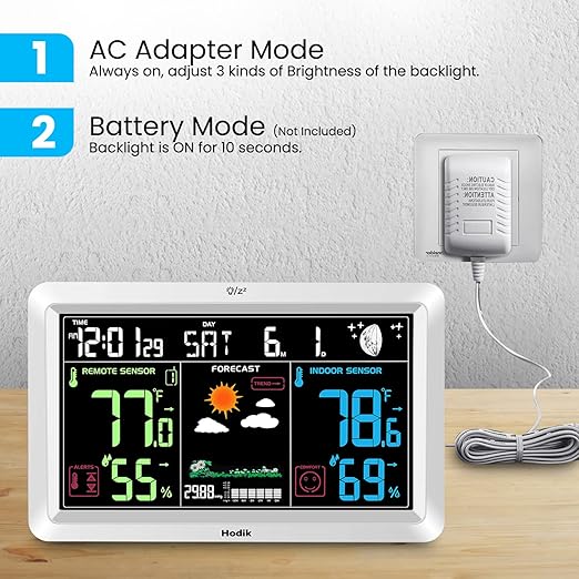 Weather Station with Atomic Clock Indoor Outdoor Thermometer Wireless, Humidity - Image 6