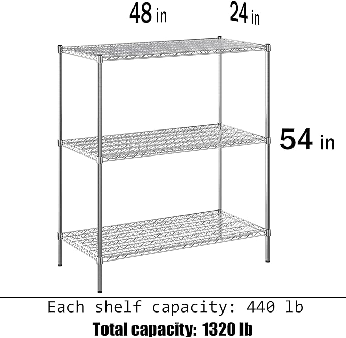 Regal Altair 24" Deep x 48" Wide x 54" Height Wire Shelving Kit | 3-Tier | NSF - Image 3