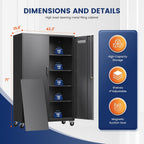 yizosh metal garage storage cabinet with locking doors, close-up detail
