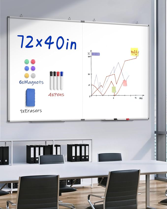 72"X 40" Large Magnetic Dry Erase Whiteboard, Removable Wall Hanging Board - Image 2