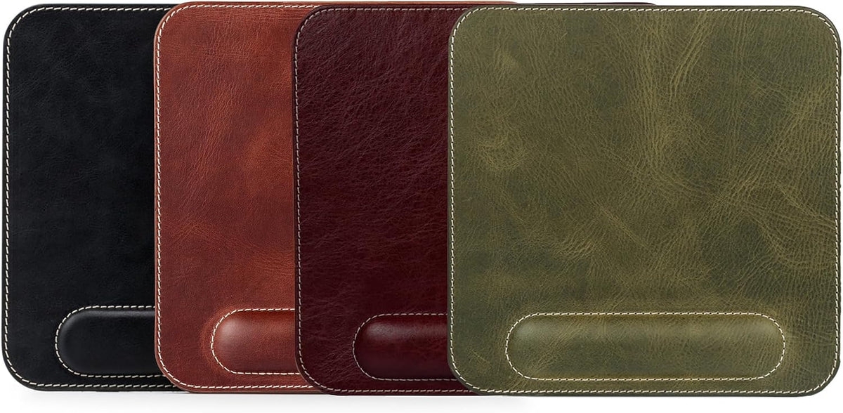 Londo Top Grain Leather Mouse Pad with Wrist Rest – Ergonomic Support, Non-Sl...