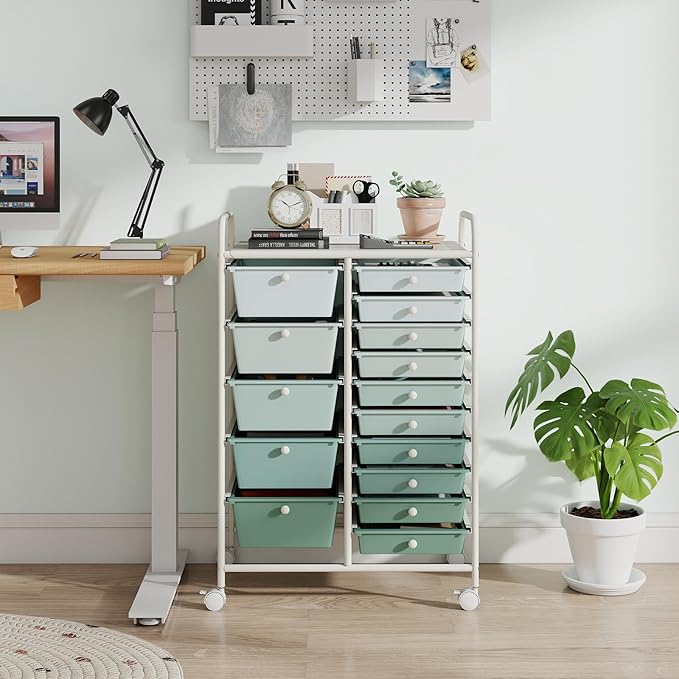 GOFLAME 15-Drawer Rolling Storage Cart, Craft Storage Cart - Image 2