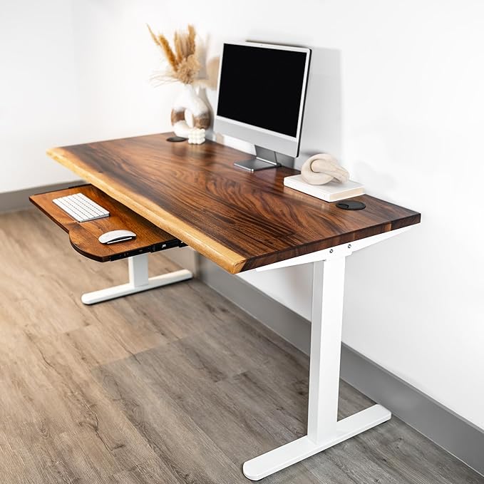 Standing Desk with Keyboard Tray – Walnut Solid Wood Desk, Natural Live Edge - Image 9