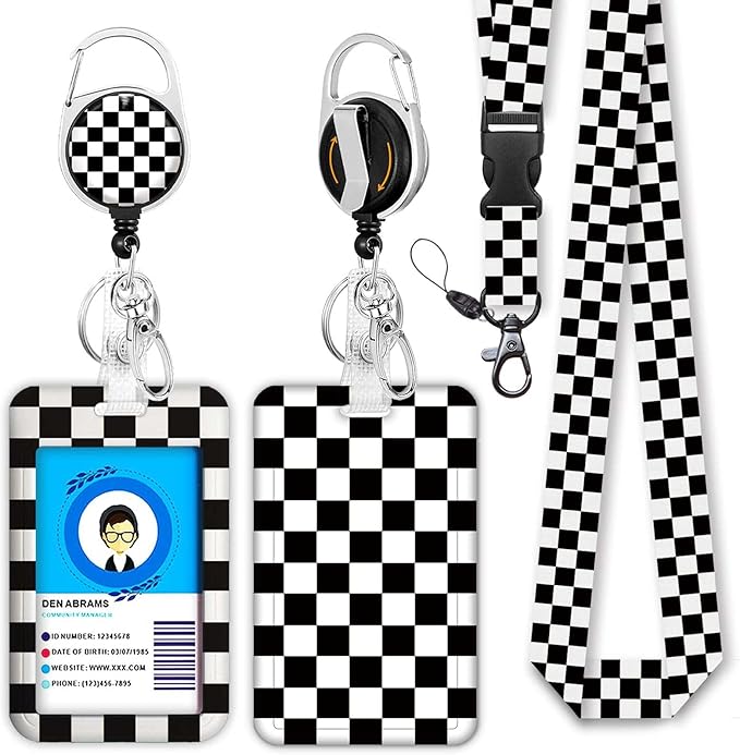 Black and White Checkered Lanyards by Giancomics