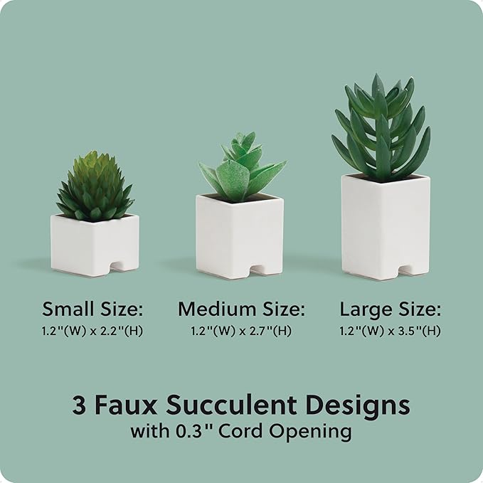 U Brands Adhesive Faux Succulent Cord Organizers, Kitchen Gadgets Cable - Image 6