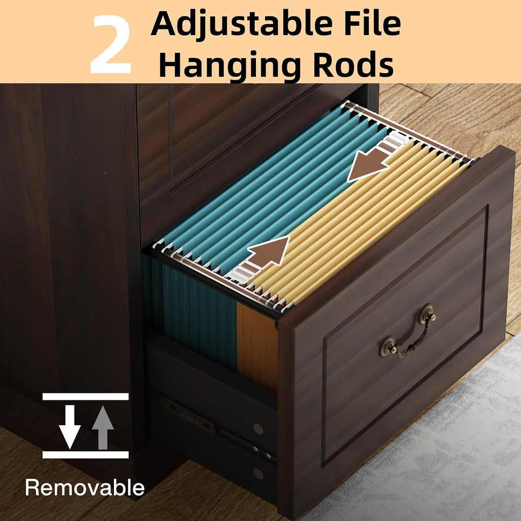 tribesigns 4-drawer file filing cabinet,vertical office file cabinet,walnut, side view