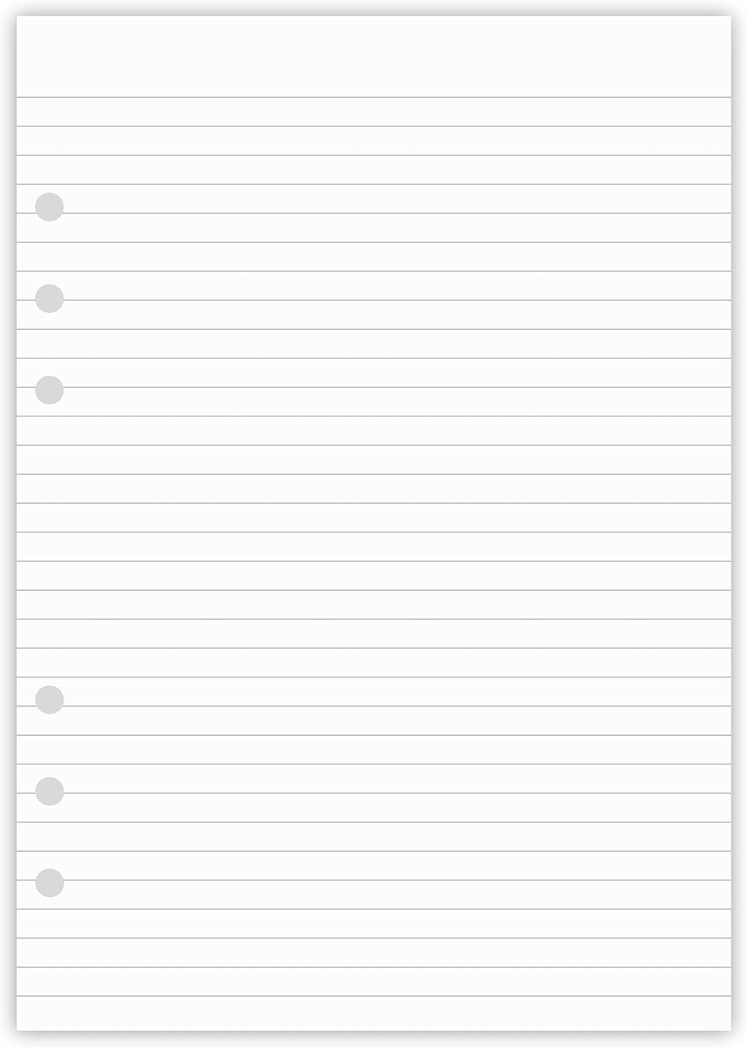 A5 Lined Paper, Refills for Filofax Planner, Organizer, Binders, 6 Hole Punched, 100 Sheets/200 Pages, 100gsm, White, 5.8 x 8.2 Inch