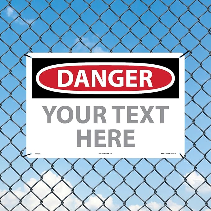 Custom OSHA Style Danger Sign 12" x 18" Aluminum Sign, Customizable "Your Text - Image 3
