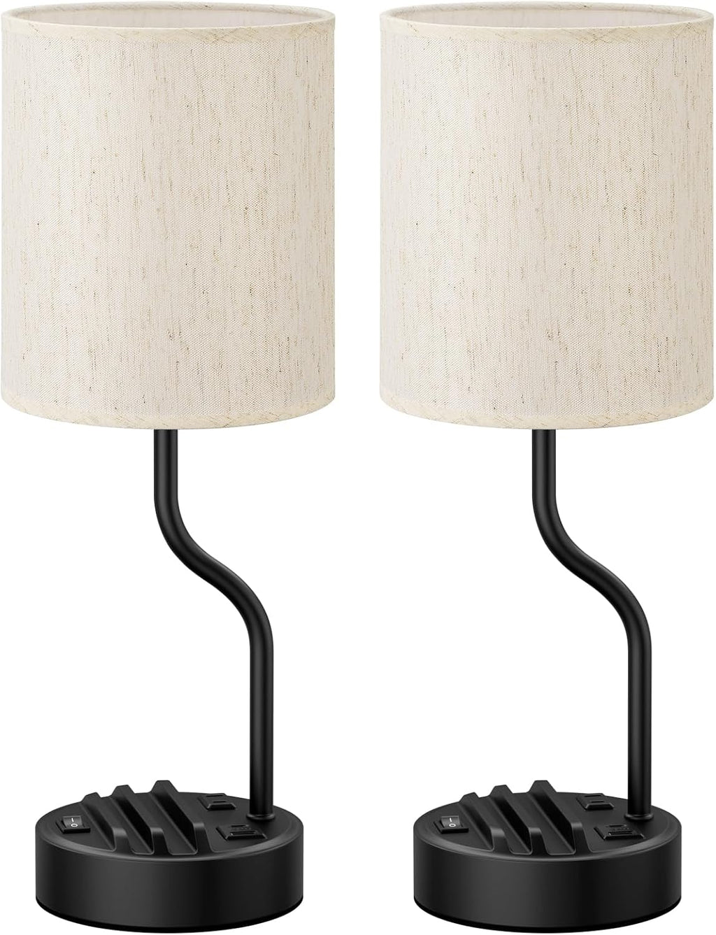 fenmzee 18" bedside lamps for bedroom set of, front angle view