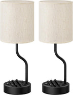 fenmzee 18" bedside lamps for bedroom set of, front angle view