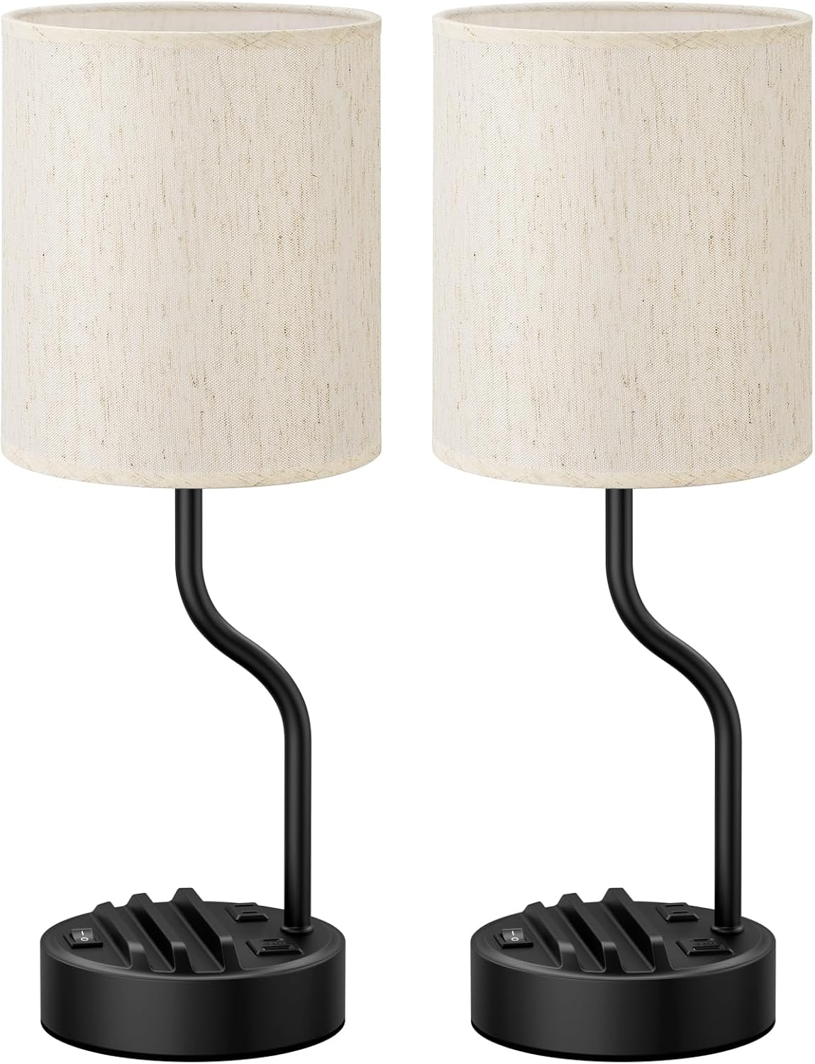 fenmzee 18" bedside lamps for bedroom set of, front angle view