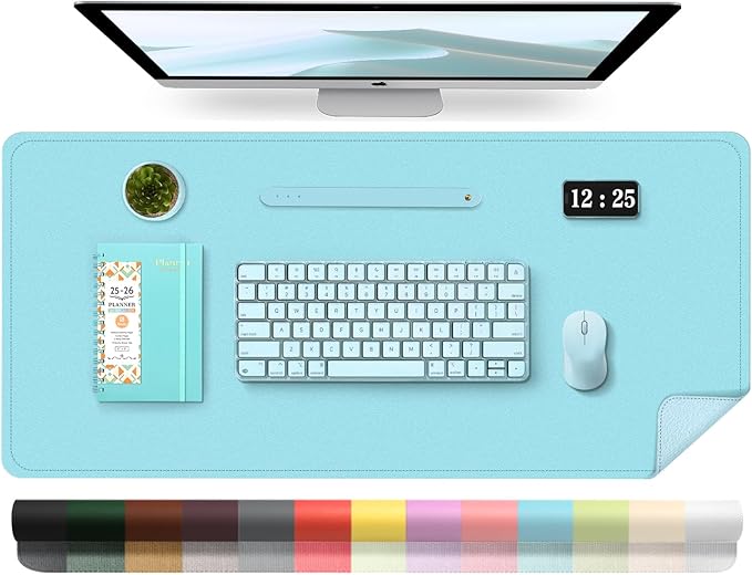 PU Leather Desk Pad Protector and Blotter, Large Mouse Pad and Laptop Desk Mat by BLESWIN