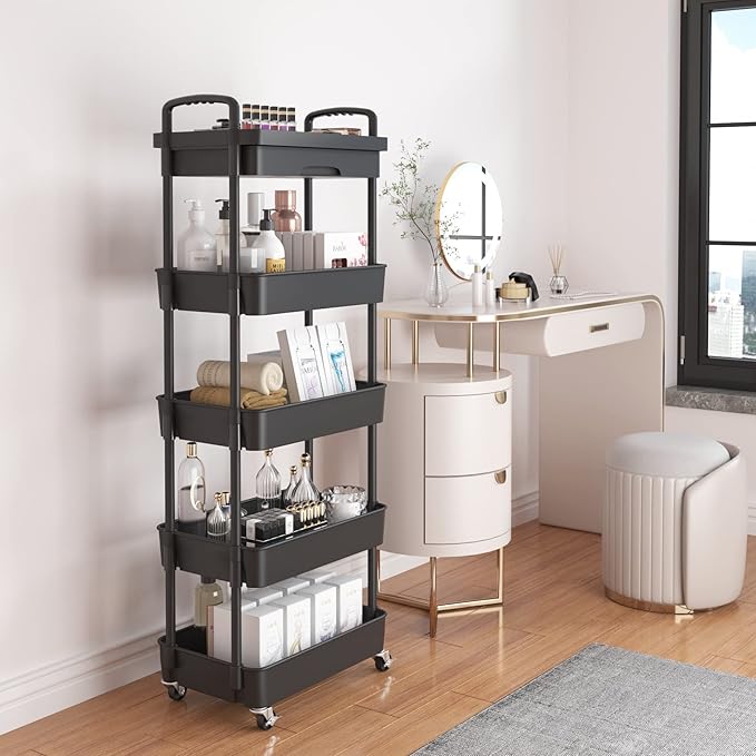 Calmootey 5-Tier Rolling Utility Cart - Image 2