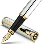 BEILUNER Silver Chrome Fountain Pen, Stunning Luxury