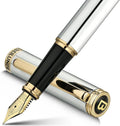 BEILUNER Silver Chrome Fountain Pen, Stunning Luxury by BEILUNER