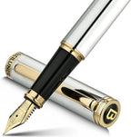 BEILUNER Silver Chrome Fountain Pen, Stunning Luxury by BEILUNER