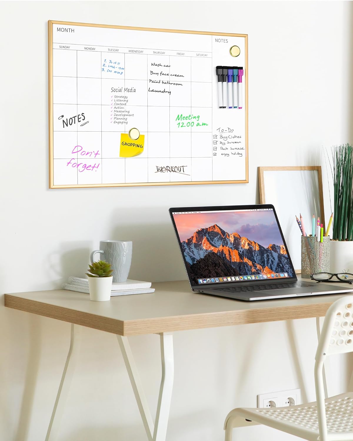VUSIGN Calendar Whiteboard 17x23 Magnetic Dry Erase Board Wall Mount