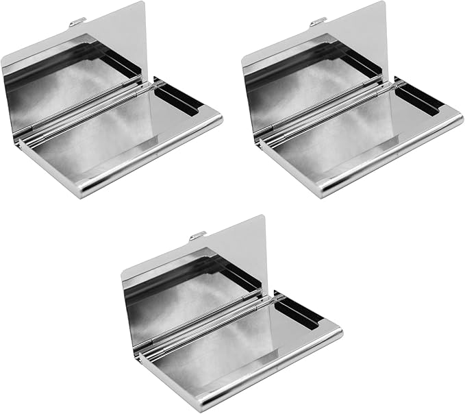 Stephanie Imports Set of 3 Slim & Minimalist Metal Business Card Holder Unisex - Image 2