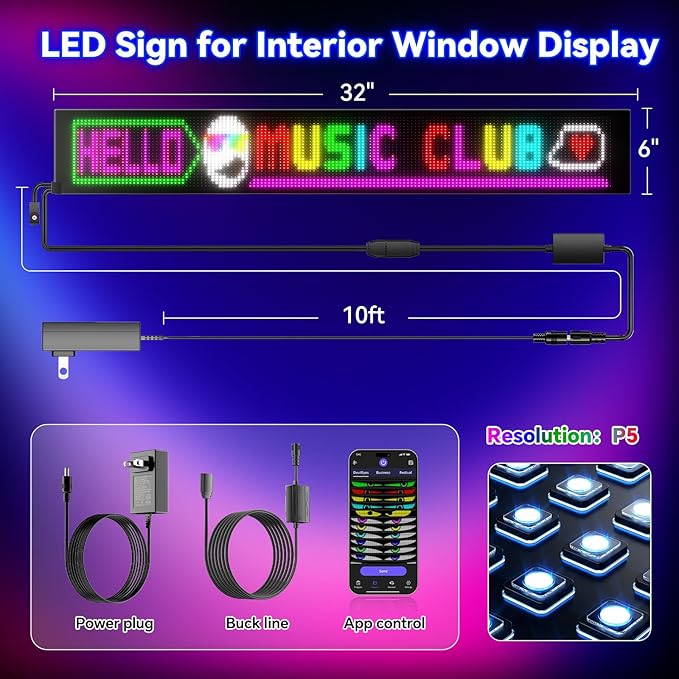 Large Programmable LED Sign, P5 Resolution Indoor Store LED Sign, - Image 3