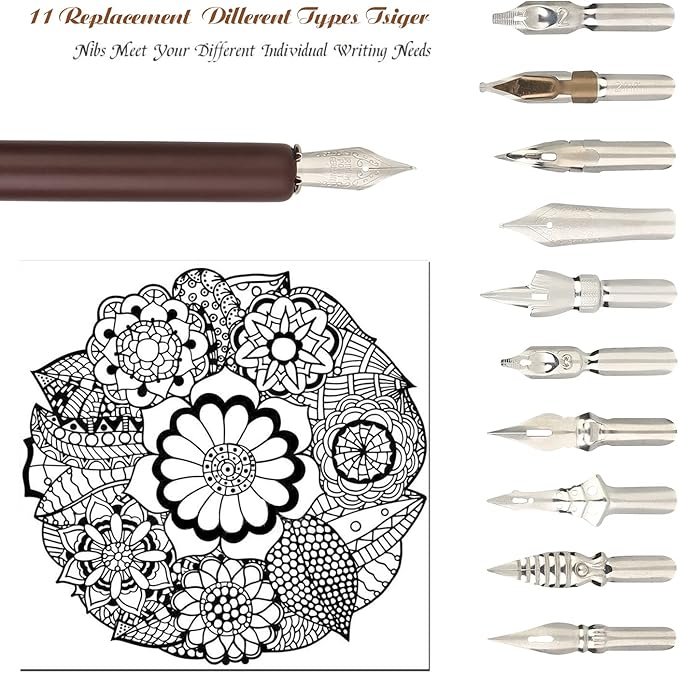 hhhouu Calligraphy Set for Beginners Quill Pen and Ink Set Fancy Pens - Image 4