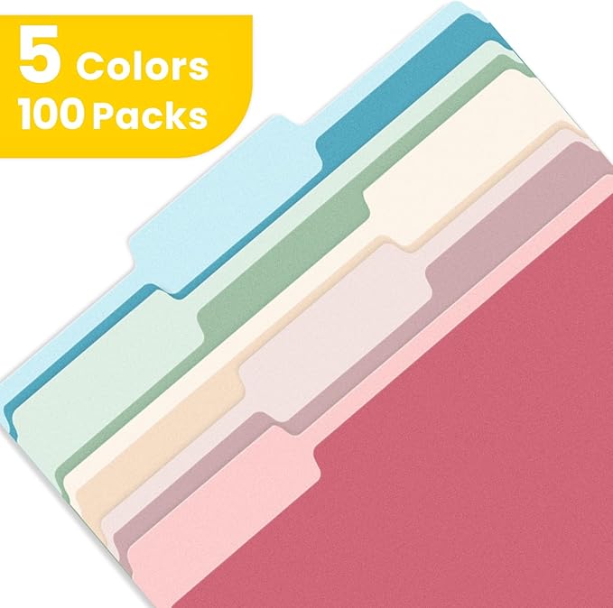 SUNEE File Folders Letter Size Retro Colors, 100 Pack Folders - Image 4