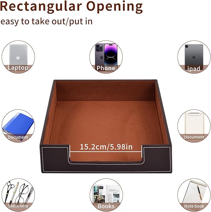 Leather Letter Tray, Office Supplies Desk Organizer - Image 5