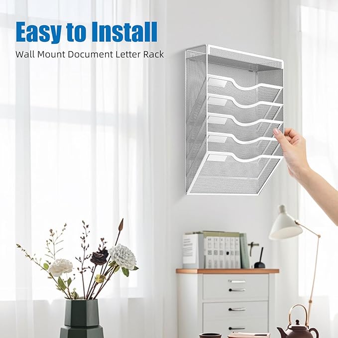 KZWKRG 6 Tier Wall File Organizer Hanging Vertical File Organizer, Wall Mounted - Image 2