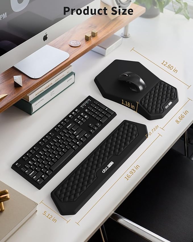 Ergonomic Mouse Pad and Keyboard Wrist Rest Support Set, Massage Design Mousepad - Image 6