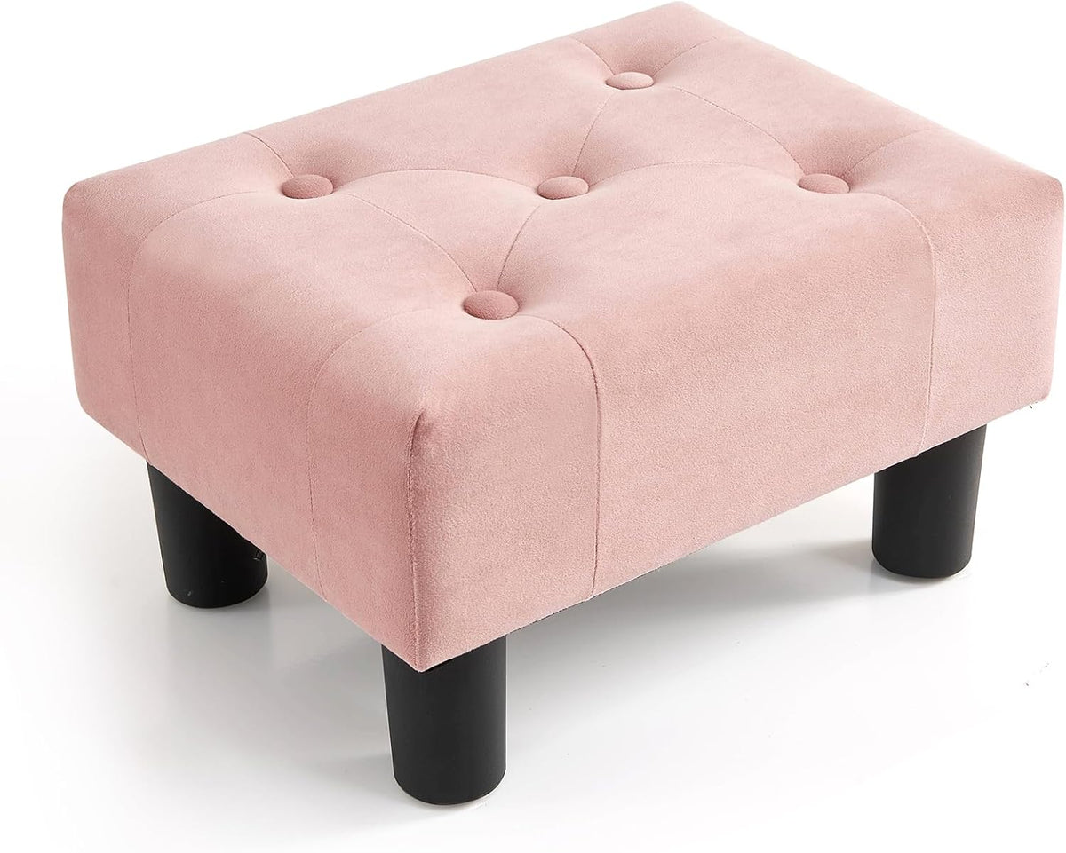 Poofzy Small Foot Stool Ottoman, Velvet Ottoman Foot Rest with Legs, Rectangl...