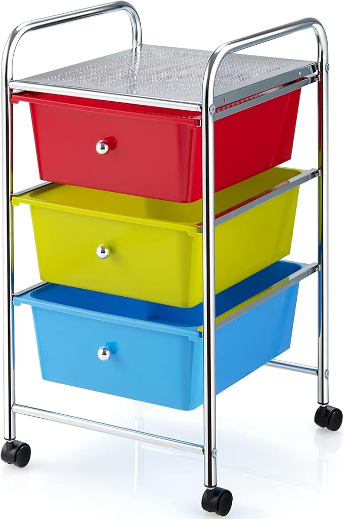 Giantex Rolling Cart with Drawers, Craft Organizer with Wheels, 3 Drawer by Giantex