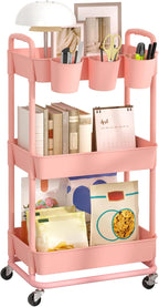 JIUYOTREE 3-Tier Plastic Rolling Storage Cart Utility Cart by JIUYOTREE