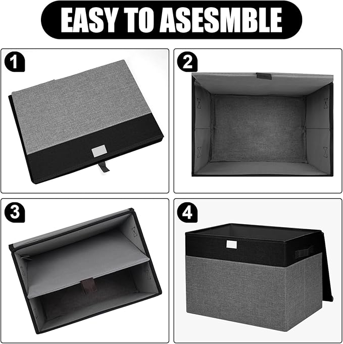 Large 17" 42 Quarts Collapsible Stackable Storage Bins - Image 3
