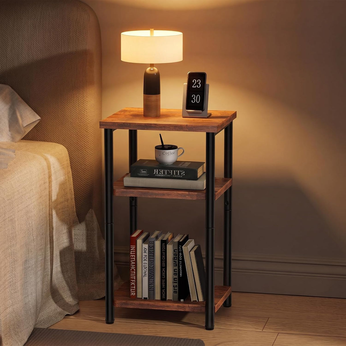 DUMOS End Tables Set of 2, Small Side Table, Nightstand for Small Spaces